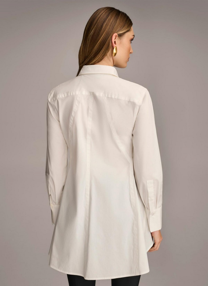 Cream Donna Karan Long Sleeve A-line Tunic Sweaters and Tops | MY_DK62106