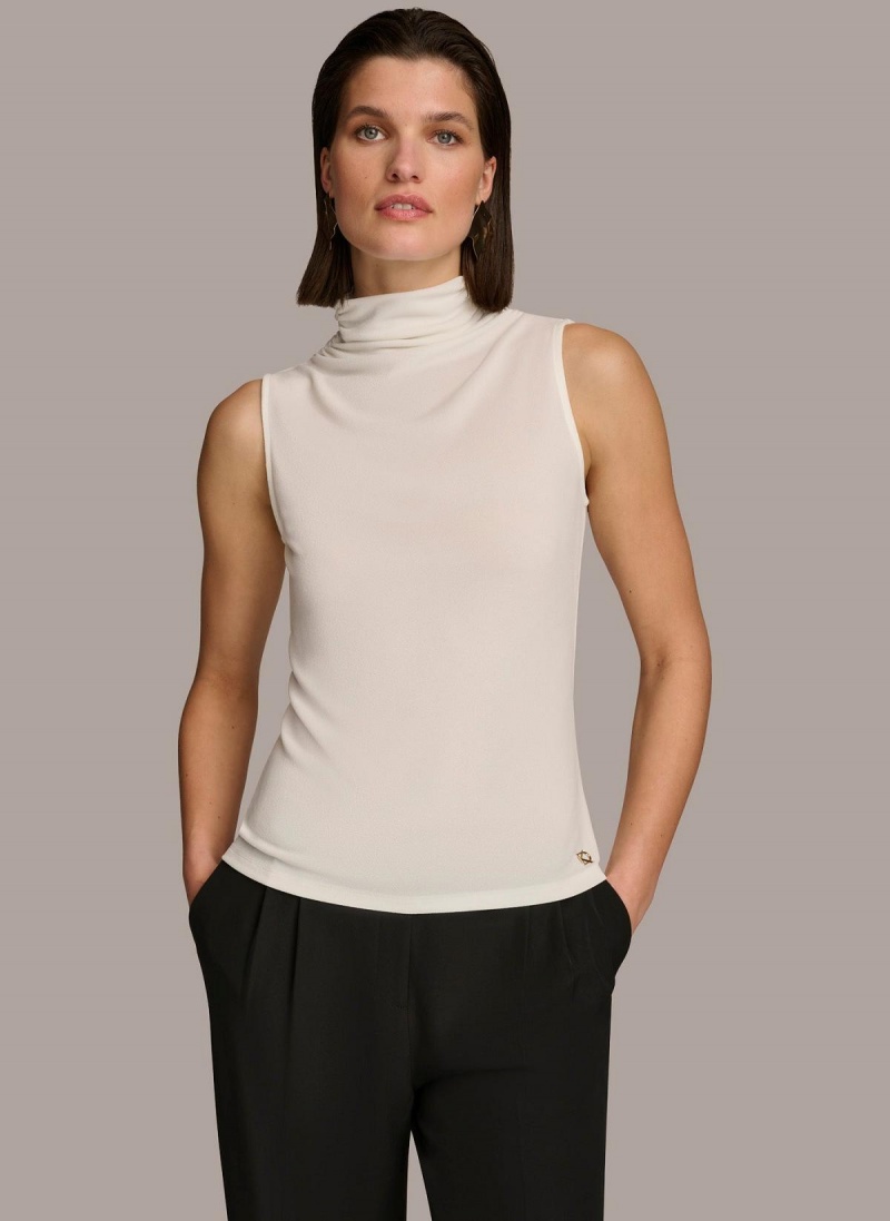 Cream Donna Karan Mockneck Sweaters and Tops | MY_DK57463