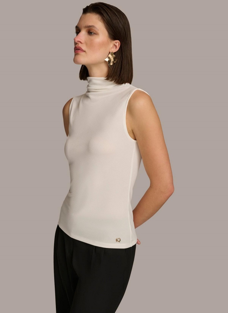 Cream Donna Karan Mockneck Sweaters and Tops | MY_DK57463