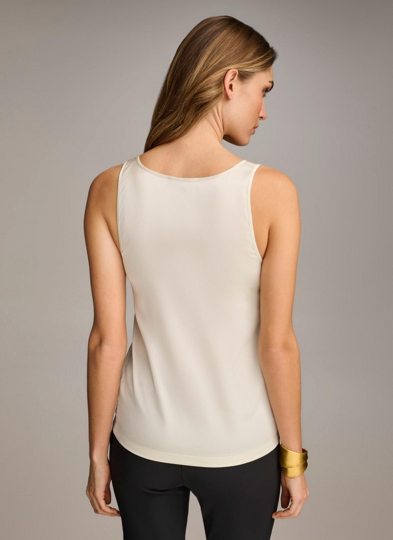 Cream Donna Karan Sleeveless Shell Sweaters and Tops | MY_DK40046