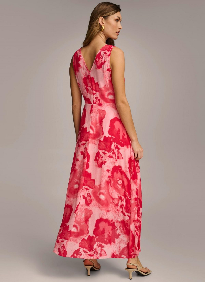 Pink Donna Karan Floral Midi Dress | MY_DK69848