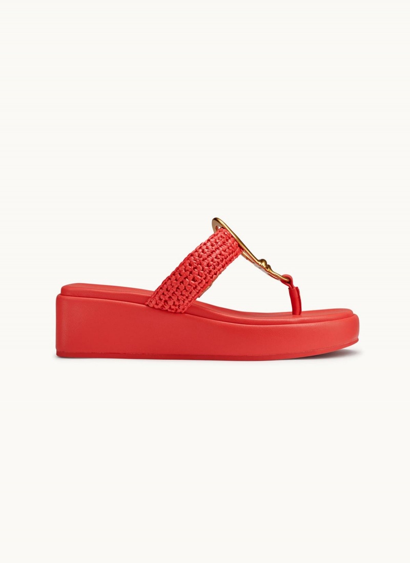 Red Donna Karan Harlyn Wedge Sandals | MY_DK13546