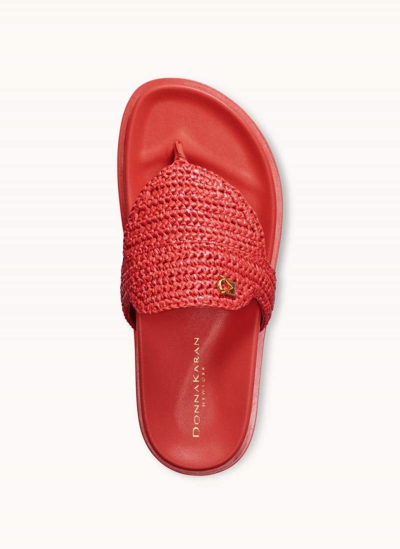 Red Donna Karan Hira Flat Sandals | MY_DK59616