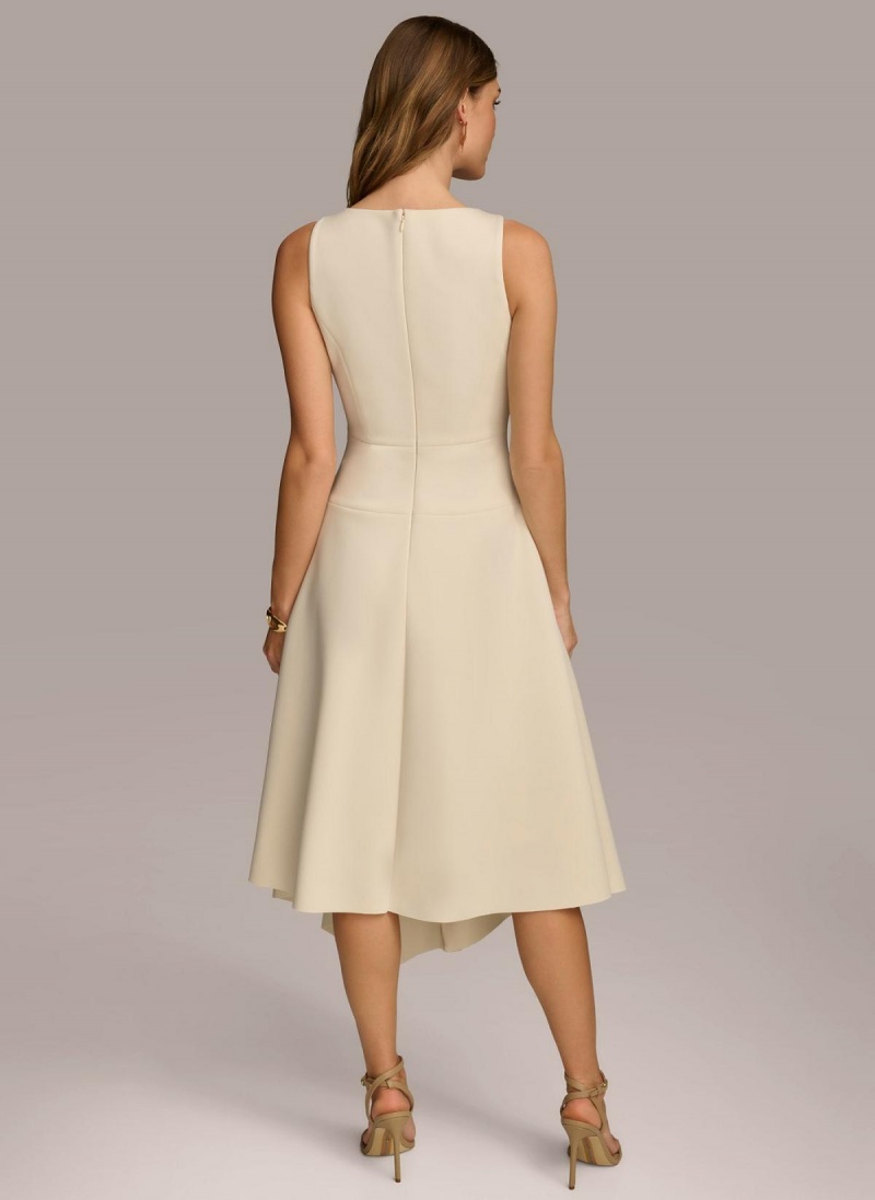 White Donna Karan Asymmetrical Midi Dress | MY_DK63029