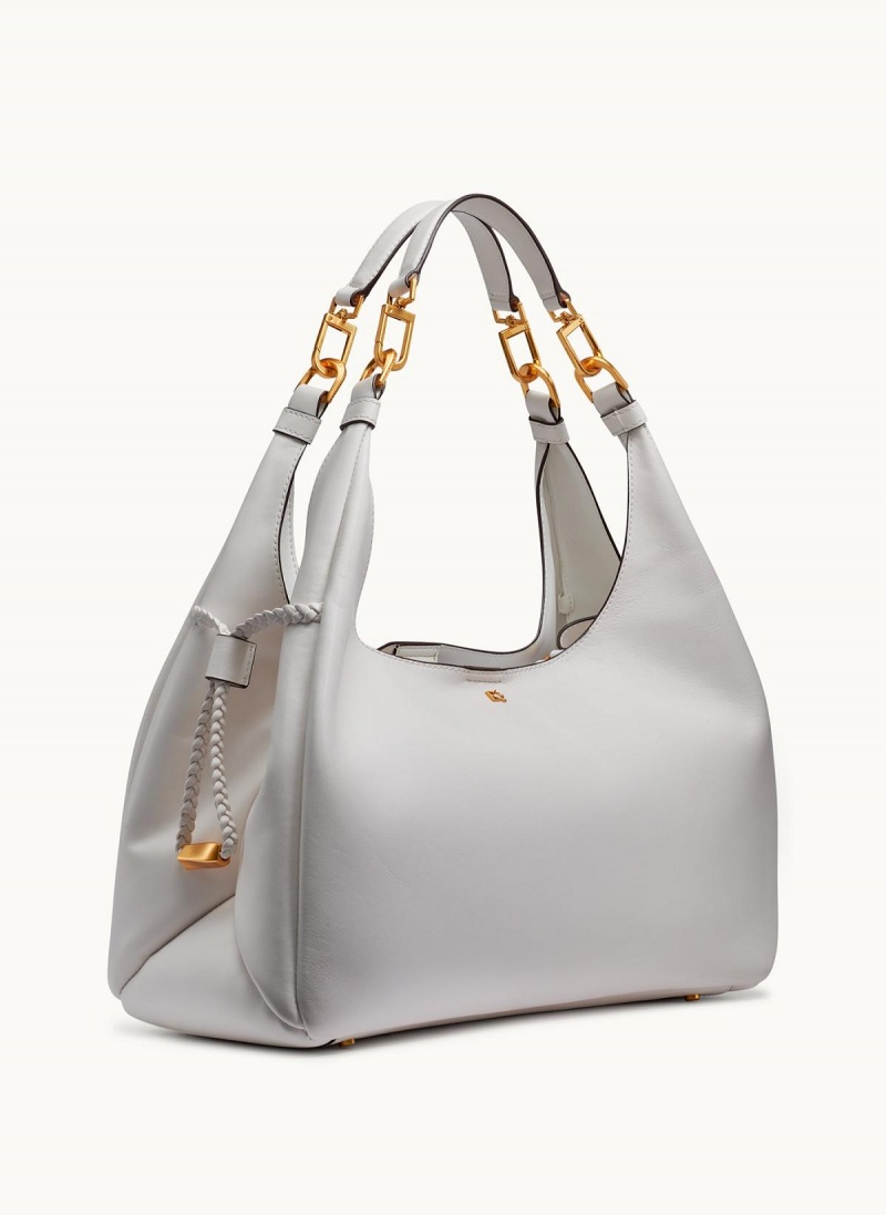 White Donna Karan Bellerose Hobo Bag | MY_DK52740