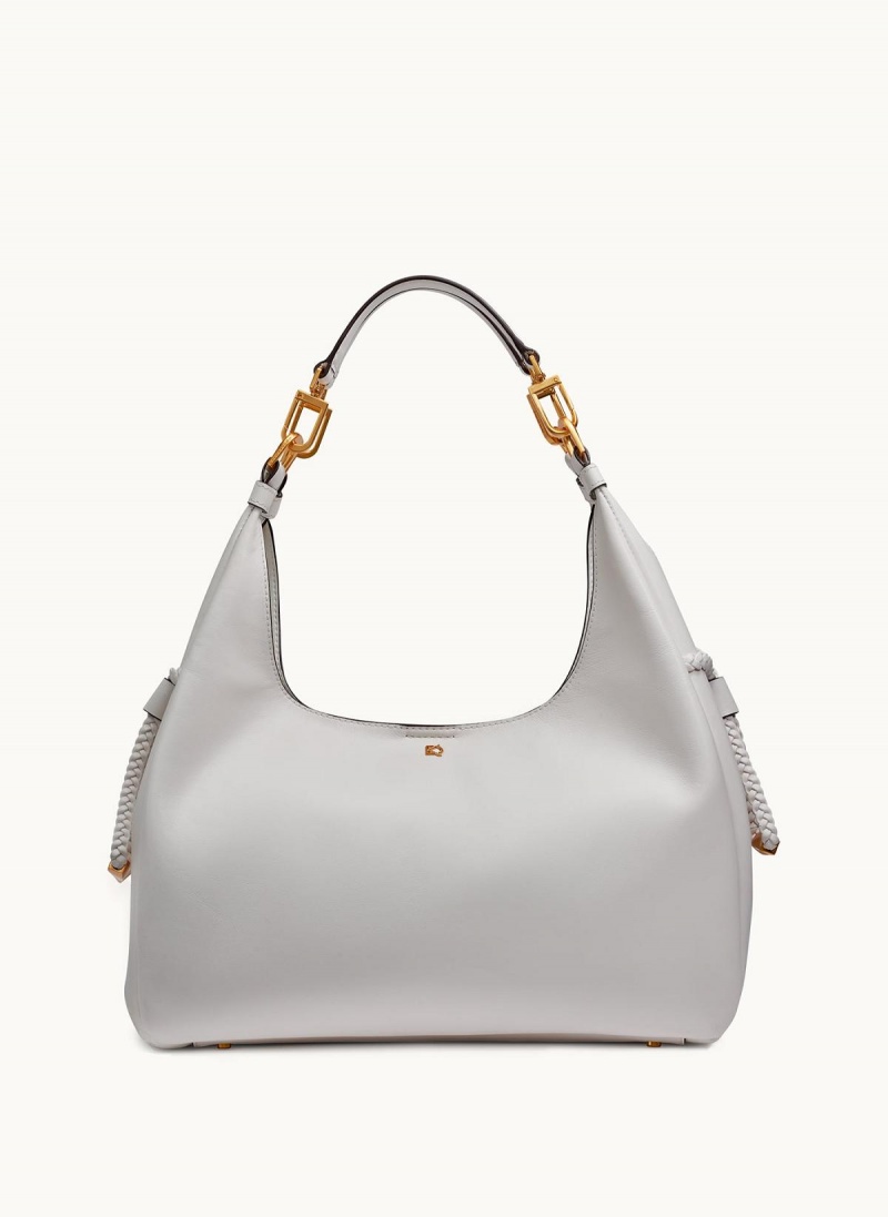 White Donna Karan Bellerose Hobo Bag | MY_DK52740