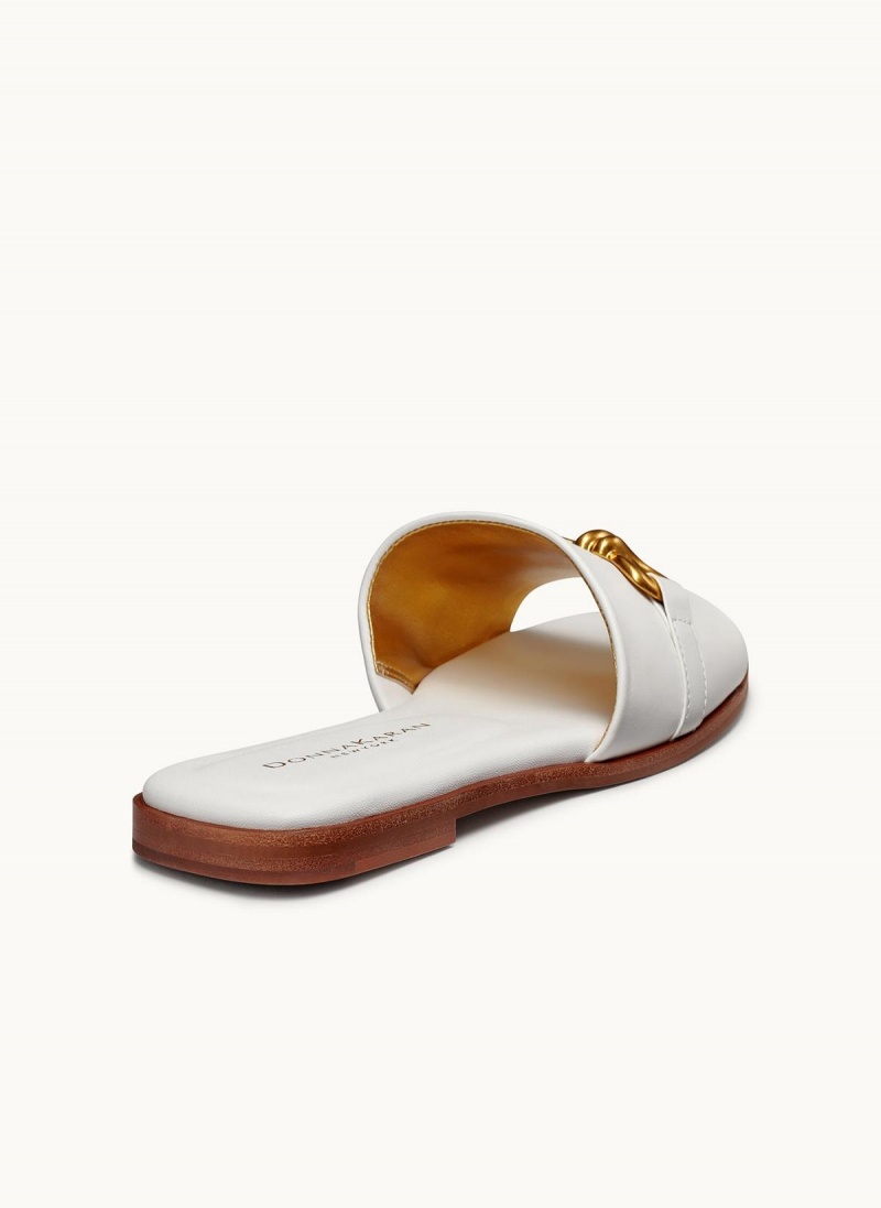 White Donna Karan Haylen Flat Sandals | MY_DK24112