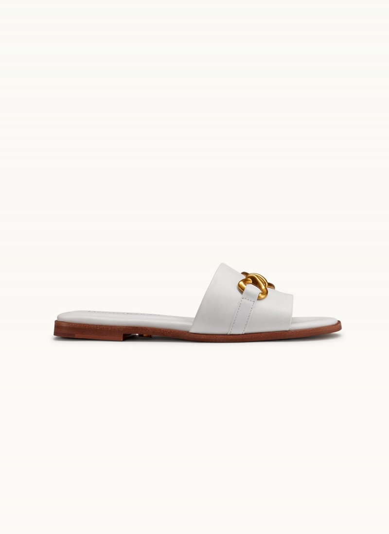 White Donna Karan Haylen Flat Sandals | MY_DK24112