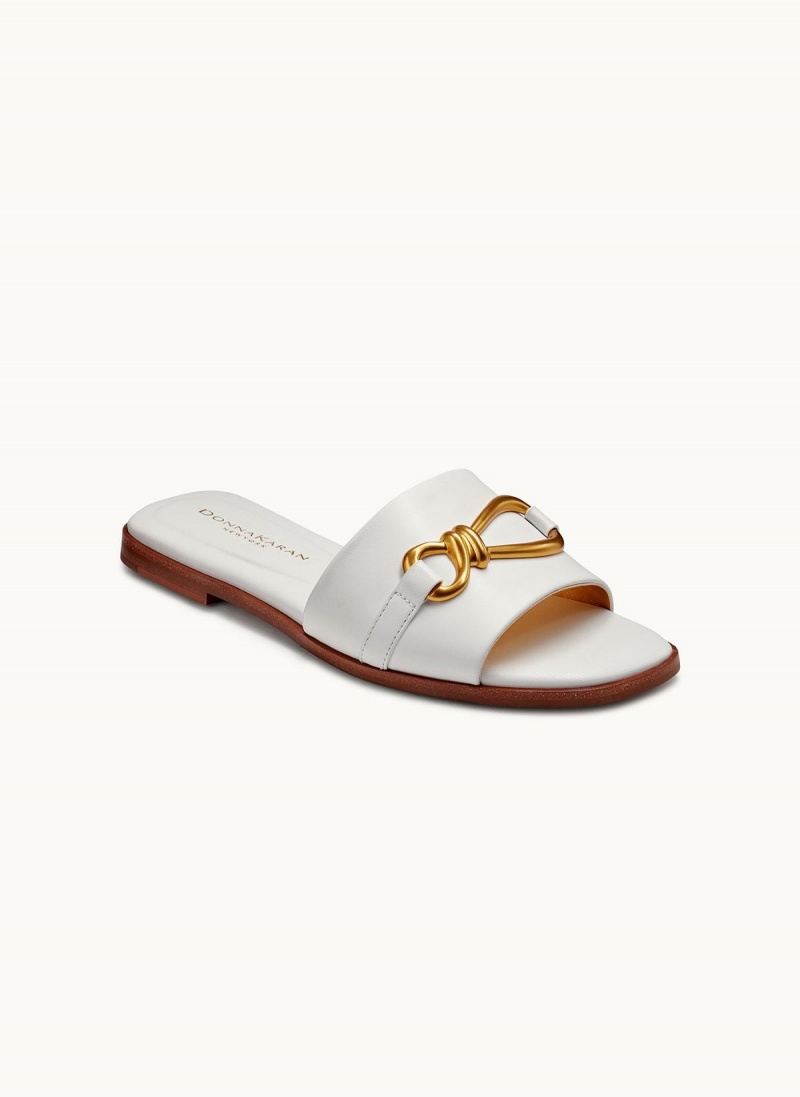 White Donna Karan Haylen Flat Sandals | MY_DK24112