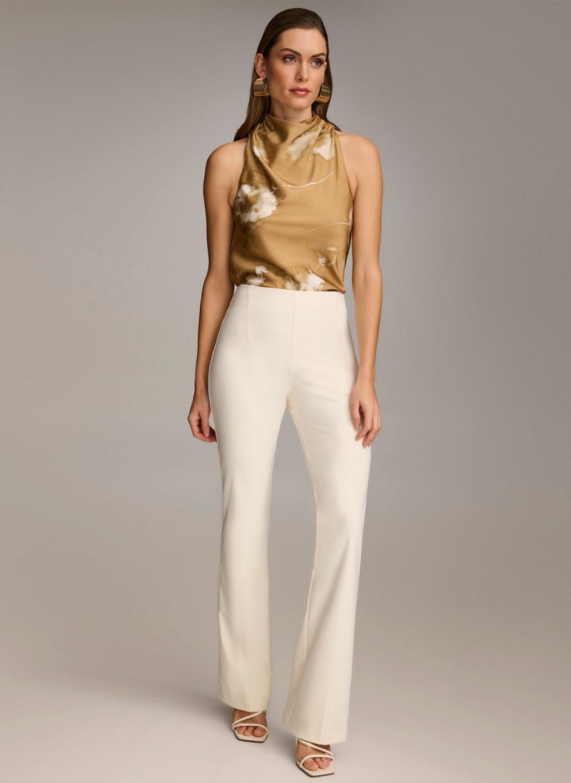 White Donna Karan Wide Leg Pants | MY_DK33932